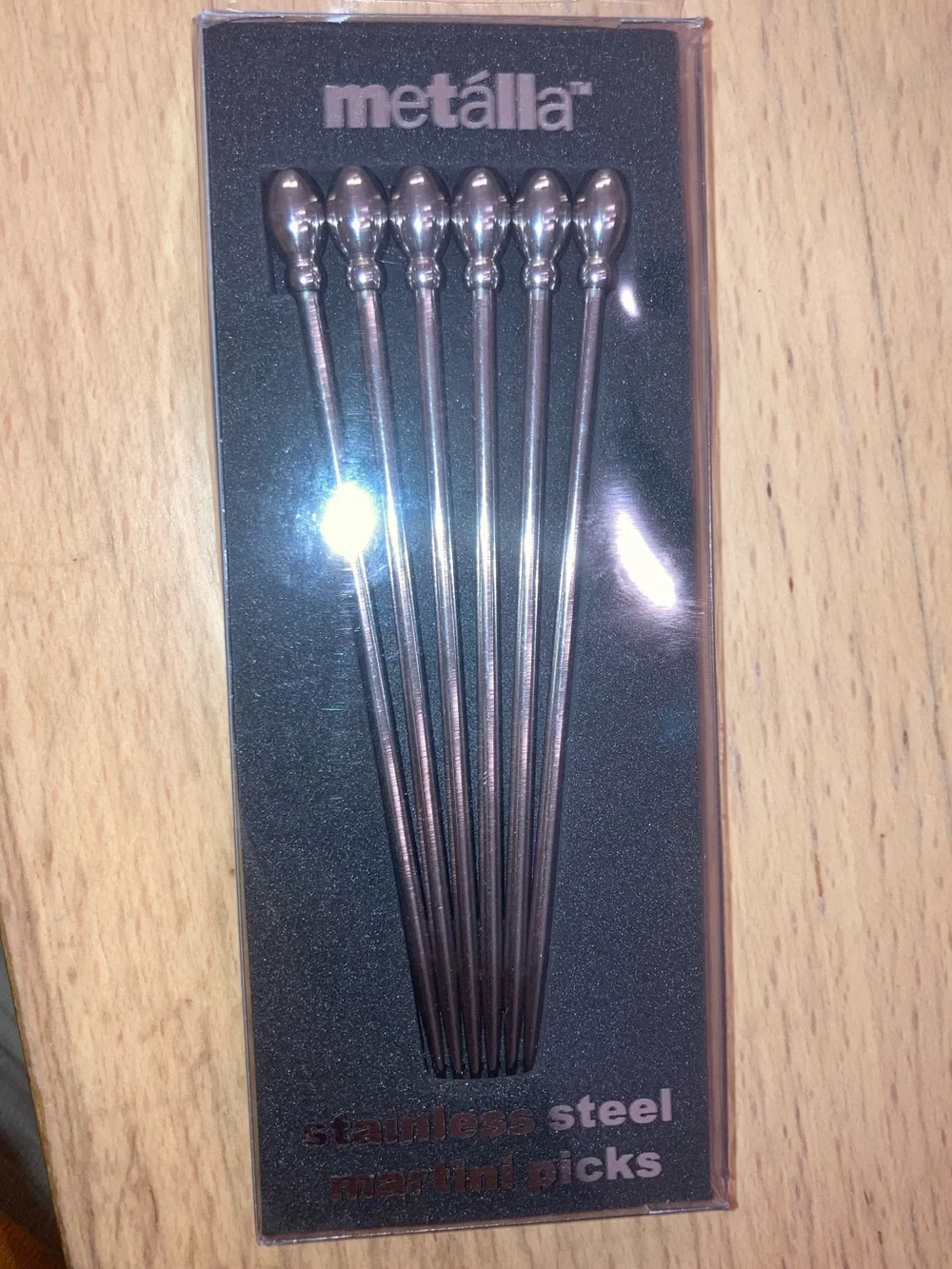 Prodyne Metalla Stainless Steel Martini Picks - Gunmetal (Set of 6)